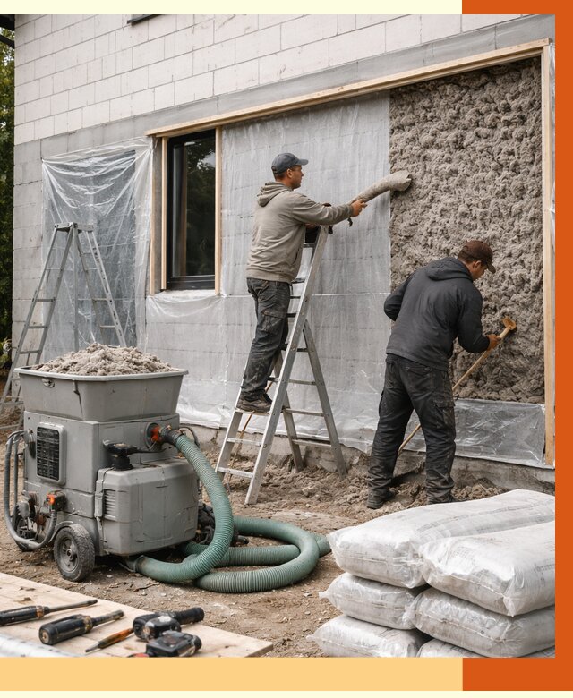 Утепление дома из газобетона эковатой в Заинске от 4576 руб./м2 | ТепломастерЗнс