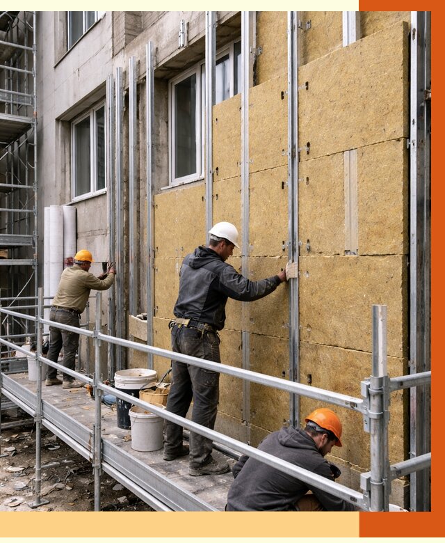 Утепление вентилируемого фасада в Заинске от 5695 руб/м2 — монтаж и утепление вентфасад | ТепломастерЗнс